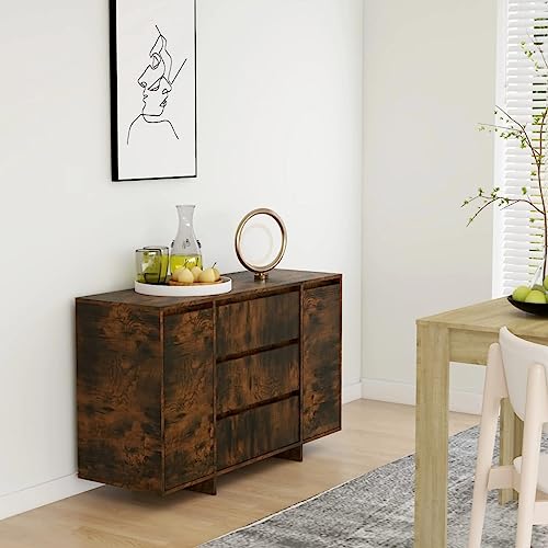 RAUGAJ Furniture Home Tools Sideboard mit 3 Schubladen, Räuchereiche, 120 x 41 x 75 cm, Holzwerkstoff von RAUGAJ
