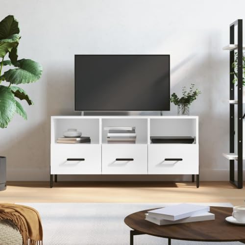 RAUGAJ Furniture Home Tools TV Schrank Hochglanz Weiß 102x36x50cm Holzwerkstoff von RAUGAJ