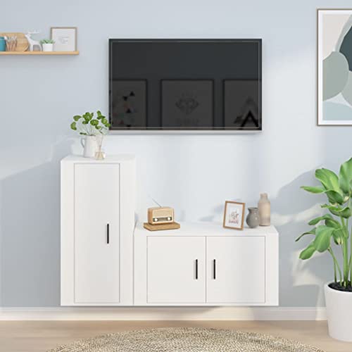 RAUGAJ Furniture Home Tools TV-Schrank-Set, 2-teilig, Holz, Weiß von RAUGAJ