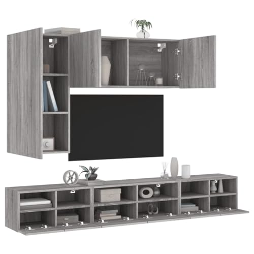 RAUGAJ Furniture Home Tools TV-Wandschränke, Grau, Sonoma, Holzwerkstoff, 5-teilig von RAUGAJ