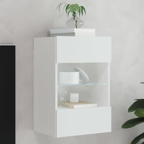 RAUGAJ Furniture Home Tools TV Wandschrank mit LED-Leuchten Weiß 40x30x60,5 cm von RAUGAJ