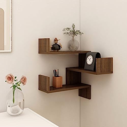RAUGAJ Furniture Home Tools Wand-Eckregal Braun Eiche 40x40x50cm Holzwerkstoff von RAUGAJ