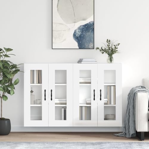 RAUGAJ Furniture Home Tools Wandschränke, 2 Stück, Hochglanz-Weiß, Holzwerkstoff von RAUGAJ