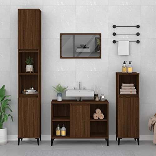 RAUGAJ Furniture Home Tools Waschbeckenunterschrank, Braun Eiche, 80 x 33 x 60 cm, Holzwerkstoff von RAUGAJ