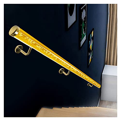 RAUGAJ Gelbe Acryl -Treppenhändlehre, Büro/Krankenhäuser/Garage Anti -Skid -Sicherheitsgrabungsgriff - Für Senioren/Behinderte/Kindergebrauch, Mit Goldenen Endkappen Und Klammern/1.2M/3.9Ft von RAUGAJ