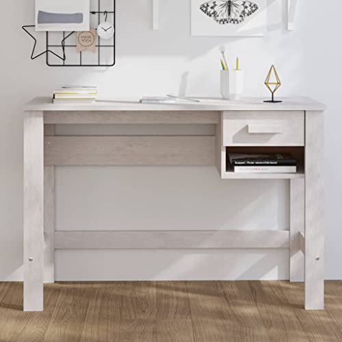 RAUGAJ HAMAR Möbel Home Tools Schreibtisch Weiß 110x40x75cm Massivholz Kiefer von RAUGAJ