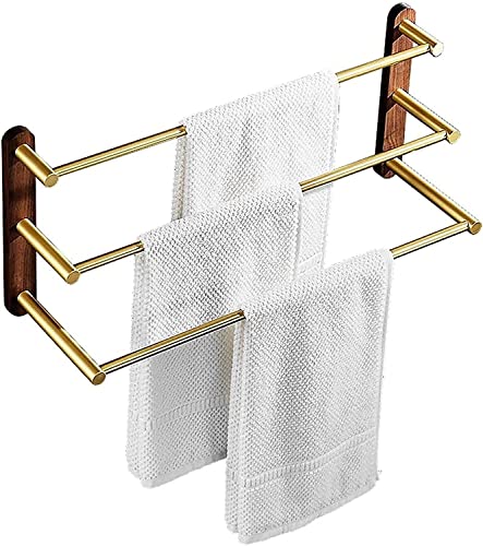 RAUGAJ Handtuch Rack Handtuchschiene Wandmontierte Handtuch Rab Rack Nordic Gold DREI Bar Handtuch Rack Walnuss Bad Bad Handtuch Handtuch Handtuchhalter Badezimmer Handtuchregal/38Cm von RAUGAJ