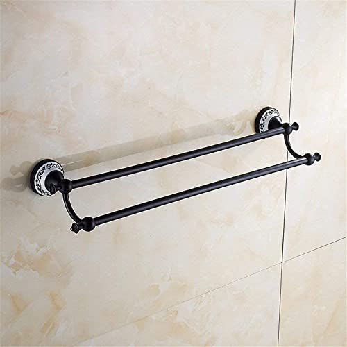 RAUGAJ Handtuchhandtuchschiene Doppelte Handtuch Bar Mit Wand Montiertes Handtuchschiene Kupfer Schwarzes Doppel Handtuch Rack Bad Rack 62 cm Badezimmer Zubehör Badezimmer Handtuchregal von RAUGAJ