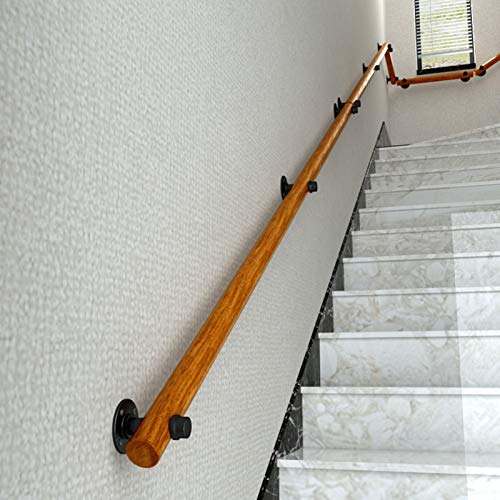 RAUGAJ Holztreppe Handlauf Komplettes Set, Innen Im Freien Ältere Kinder Loft Treppe Safety Banister Mit Metallhalterung Mit Metallhalterung/4.5M(14.8Ft) von RAUGAJ