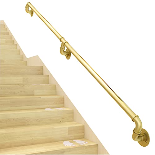RAUGAJ Industrielle Rohr-Treppen-Handläufe, Treppen Veranda Deck Handlauf - Gegen Die Wand, Metall-Geländer Anti-Rutsch-Griff Bar, 12/10/8/7/6 Fuß Lang/Gold/3.0M/9.8Ft RAUGAJ Industrielle Rohr-Treppen-Handläufe, Treppen Veranda Deck Handlauf - Gegen Die Wand, Metall-Geländer Anti-Rutsch-Griff Bar, 12/10/8/7/6 Fuß Lang/Gold/3.0M/9.8Ft von RAUGAJ