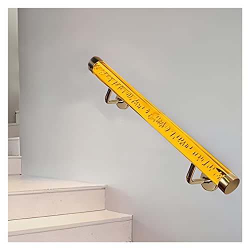 RAUGAJ Innentreppen Stufen Geländer Handläufe ， 50-600 cm Lang, Gegen Die Wandbarriere-Freie Grabstangen Für Senioren/Behinderte/Kindergebrauch, Gelbe Acrylklares Finish/3.8M/12.5Ft von RAUGAJ