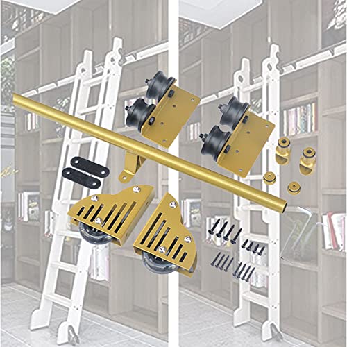 RAUGAJ Mobile Leiterschiene Aus Rundrohr, 3,3 Fuß Bis 20 Fuß, Rollleiter-Hardware, Bibliothek, Schiebeleiter-Hardware-Kit (Keine Leiter), Schiebe-Scheunentor-Kit Mit Bodenrollenrädern/12Ft/366Cm Track von RAUGAJ