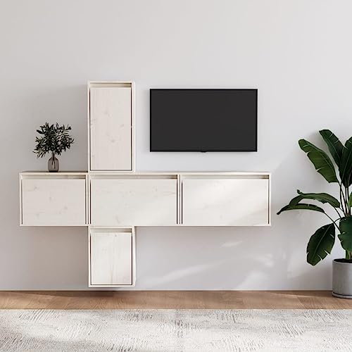 RAUGAJ Möbel Home Tools TV-Schränke 5 Stück Weiß Massivholz Kiefer von RAUGAJ