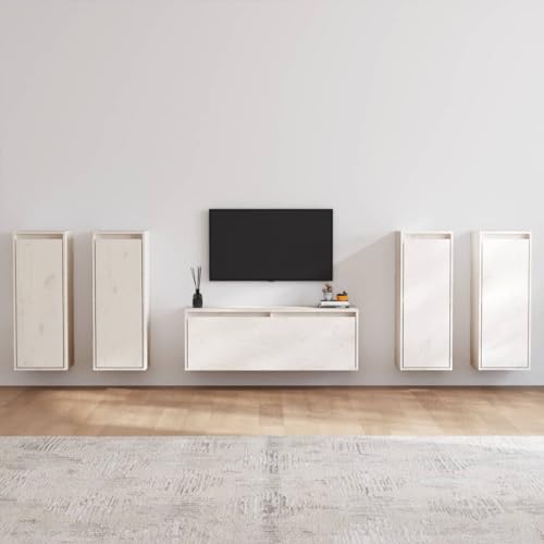 RAUGAJ Möbel Home Tools TV-Schränke 5 Stück Weiß Massivholz Kiefer von RAUGAJ