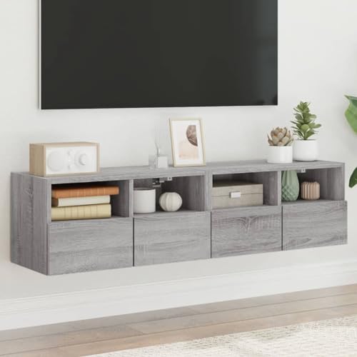 RAUGAJ Möbel Home Tools TV Wandschränke 2 Stück Grau Sonoma 60x30x30cm Holzwerkstoff von RAUGAJ