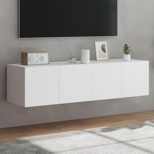 RAUGAJ Möbel Home Tools TV Wandschränke mit LED Leuchten 2 Stück Weiß 60x35x31cm von RAUGAJ