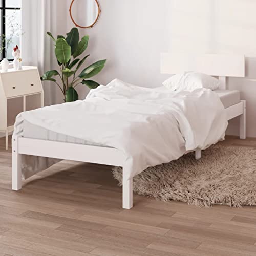 RAUGAJ Nice Beds & Accessories Betten & Bettrahmen Bettgestell Weiß Massivholz 75x190 cm Kleines Einzelbett von RAUGAJ