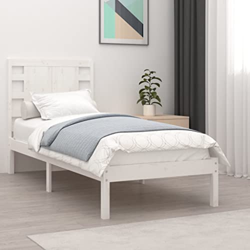 RAUGAJ Nice Beds & Accessories Betten & Bettrahmen Bettgestell Weiß Massivholz 75x190 cm Kleines Einzelbett von RAUGAJ