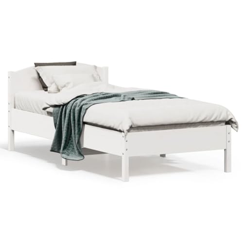 RAUGAJ Nice Beds & Accessories Betten & Bettrahmen Bettgestell mit Kopfteil Weiß 90x190 cm Einzelbett Massivholz Kiefer von RAUGAJ