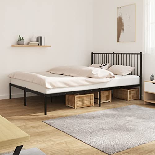 RAUGAJ Nice Beds & Accessories Betten & Bettrahmen - Metallbettrahmen mit Kopfteil Schwarz 150x200 cm King Size von RAUGAJ