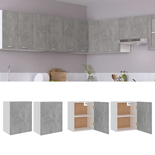RAUGAJ Nice Cabinets & Storage Küchenschränke Hängeschränke 2 Stück Betongrau 50x31x60cm Holzwerkstoff von RAUGAJ