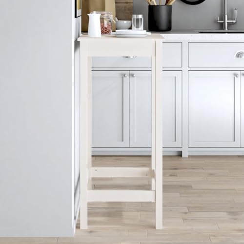 RAUGAJ Nice Tables Küchen- & Esszimmertisch-Bar-Tisch, Weiß, 50 x 50 x 110 cm, Massivholz, Kiefer von RAUGAJ