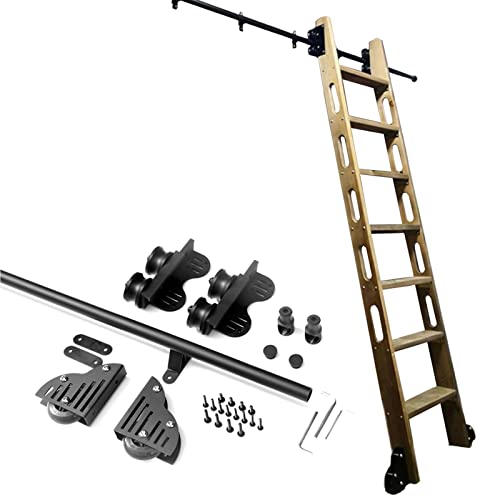 RAUGAJ Rollende Bibliotheksleiter-Hardware-Schienen-Set, Rundes Rohr, Mobile Leiterschiene, Schiebeleiter-Bibliothek, Komplettes Set Hardware-Rollschiene Mit Bodenrollenrädern (Keine Leiter)/10Ft/300C von RAUGAJ