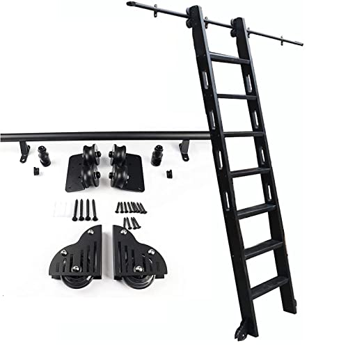RAUGAJ Rolling Ladder Hardware Library 3.3Ft-20Ft Rolling Rustic Black Rolling Ladder Hardware Library Schiebeleiter Hardware Track Set Kit/Color/16Ft/500Cm Track Kit von RAUGAJ