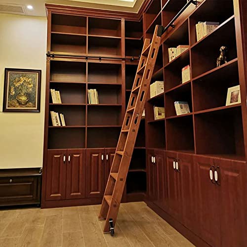 RAUGAJ Rolling Ladder Hardware Library Sliding Ladder Hardware Kit 3.3Ft-20Ft Runde Schiene/Schiene Mit Boden Rollen Räder, Mobile Leiter Track/10Ft/300Cm Track Kit von RAUGAJ