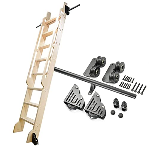 RAUGAJ Rolling Library Ladder Hardware Kit Rolling Library Ladder Hardware Kit,Sliding Barn Door Kit,Complete Set of Hardware for Sliding Ladder Hanging Rail + Extension Rail/16Ft/500Cm Track Kit von RAUGAJ
