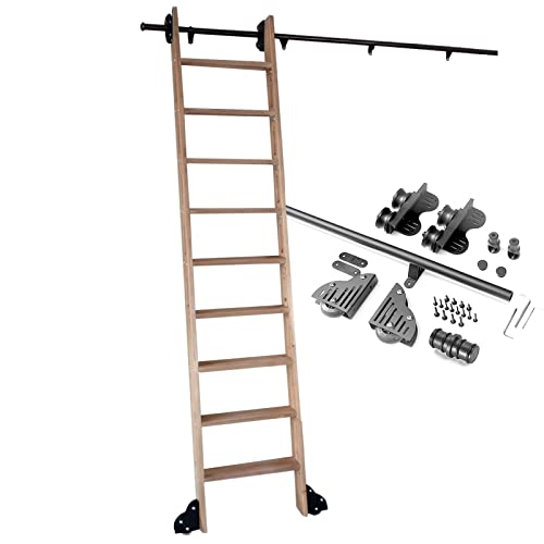 RAUGAJ Rolling Library Ladder Hardware Kit Rolling Library Ladder Sliding Rail Track Hardware Kit, 3.3Ft-20Ft Black Rolling Ladder Hardware Library Sliding Ladder Hardware Kit/10Ft/300Cm Track Kit von RAUGAJ
