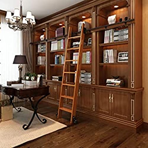 RAUGAJ Rollleiter-Hardware-Bibliothek, Schiebeleiter-Hardware-Kit, Komplettes Hardware-Set Für Schiebeleiter-Hängeschiene + Verlängerungsschiene Mit Bodenrollenrädern (Ohne Leiter)/20Ft/600Cm Track Ki von RAUGAJ