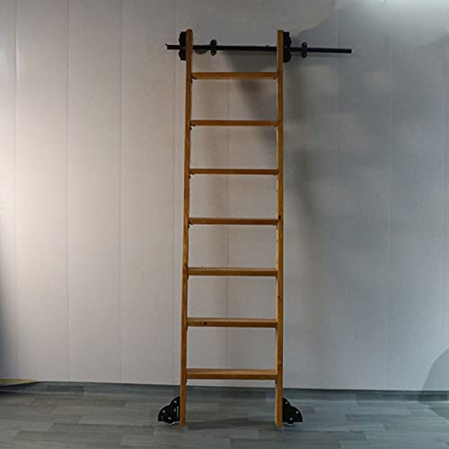 RAUGAJ Rollleiter-Hardware-Bibliothek, Schiebeleiter-Hardware-Kit, Runde Schiene/Schiene, Runde Mobile Leiterschiene Für Zuhause/Innenraum/Loft, Mit Bodenrollenrädern/16Ft/500Cm von RAUGAJ