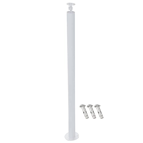 RAUGAJ Runde Eisen -Post -Baluster -Spindeln, 65/75/85/95 cm Hohe Treppe Handläufe Stützbar Für Flur/Loft/Balkon, Mit Tilt -Klammer, Bodenhalterung/White/Height-65Cm(25.6In) von RAUGAJ