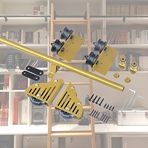 RAUGAJ Rundes Rohr Mobile Leiterschiene, Rolling Ladder Hardware Bibliothek Schiebeleiter Hardware Kit Schiebetür Kit Für Home/Indoor/Loft/3.3Ft/100Cm Track Kit von RAUGAJ
