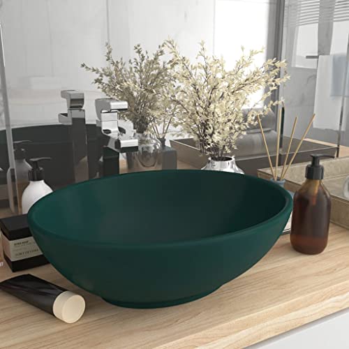 RAUGAJ Sanitär-Luxus-Waschbecken, oval, matt, dunkelgrün, 40 x 33 cm, Keramik-Hardware RAUGAJ Sanitär-Luxus-Waschbecken, oval, matt, dunkelgrün, 40 x 33 cm, Keramik-Hardware von RAUGAJ