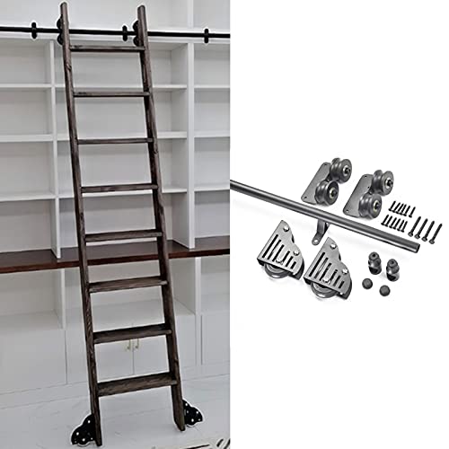 RAUGAJ Schiebe-Scheunentor-Kit, 3,3 Fuß Bis 20 Fuß, Rollleiter-Hardware, Bibliothek, Schiebeleiter-Hardware-Kit, Runde Schiene/Schiene (Keine Leiter), Runde Mobile Leiterschiene Für Zuhause/Innenraum/ von RAUGAJ