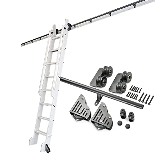 RAUGAJ Schiebeleiter Bibliothek Hardware Kit Rolling Ladder Hardware Bibliothek Schiebeleiter Hardware Kit 3.3Ft-20Ft Runde Track/Rail/Color/3.3Ft/100Cm Track Kit von RAUGAJ