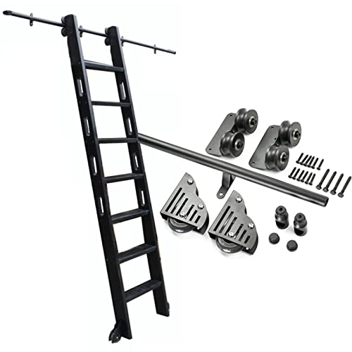 RAUGAJ Schiebeleiter-Hardware-Kit Bibliothek Rollende Leiter-Hardware-Bibliothek Schiebeleiter-Hardware-Kit Mit Bodenrollen/Color/3.3Ft/100Cm Track Kit von RAUGAJ