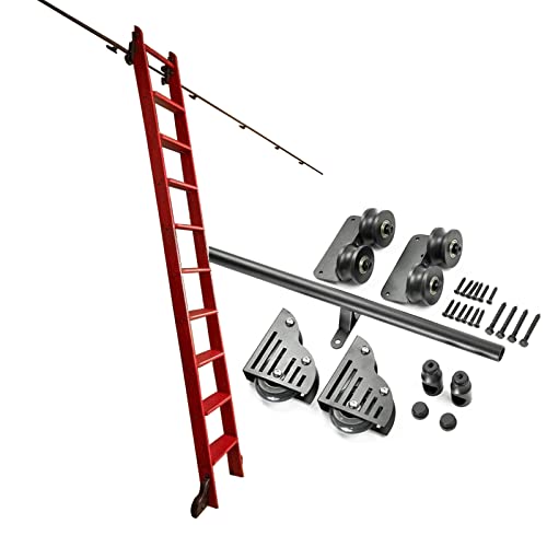 RAUGAJ Schiebeleiter-Hardware-Kit Bibliothek Rollende Leiter-Hardware-Bibliothek Schiebeleiter-Hardware-Kit Mit Bodenrollen/Color/6.6Ft/200Cm Track Kit von RAUGAJ