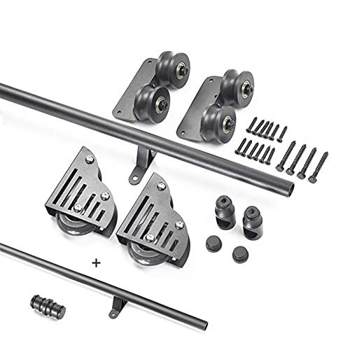 RAUGAJ Schiebetür-Bausatz 3.3Ft- 20Ft Rolling Ladder Hardware Kit Bibliothek Schiebeleiter Hardware Kit Runde Schiene/Schiene, Rundes Rohr Mobile Ladder Track, Mit Boden Rollen Räder/16Ft/500Cm Track von RAUGAJ