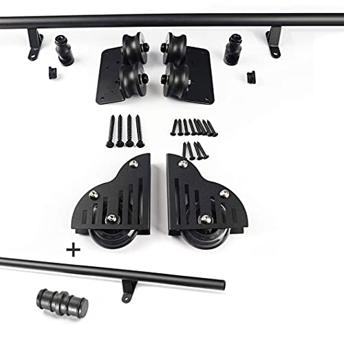 RAUGAJ Schiebetür-Hardware-Kit 3.3Ft-20Ft Rolling Ladder Hardware Bibliothek Schiebeleiter Hardware-Kit, Schwarz Stahl Runden Rohr Mobile Leiter Track/20Ft/600Cm Track Kit von RAUGAJ