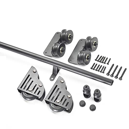 RAUGAJ Schiebetür-Hardware-Kit 3.3Ft- 20Ft Rolling Ladder Hardware Library Schiebeleiter Hardware-Kit + Verlängerungsschiene, Mit Bodenrolle Räder/20Ft/600Cm Track Kit von RAUGAJ