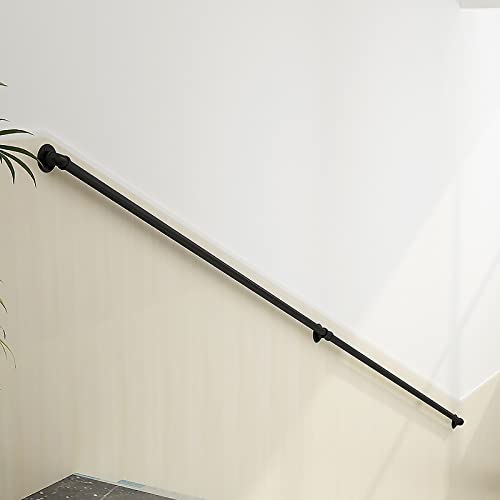 RAUGAJ Schwarz Wand Montierte Treppe Handlauf, Eisen Industrierohrgeländer, Innenstufen Grabbar Für Ältere Verwendung, 1,6-13,1 Fuß Lang/3.0M(9.8Ft) von RAUGAJ