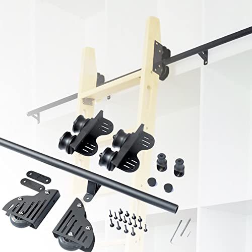RAUGAJ Spannbare Gleitrolle (Ohne Leiter), Einziehbare Rollleiter-Hardware-Bibliothek, Bewegliche Leiterschiene Für Den Innenbereich Mit Bodenrollenrädern/3.3Ft/100Cm Track Kit von RAUGAJ