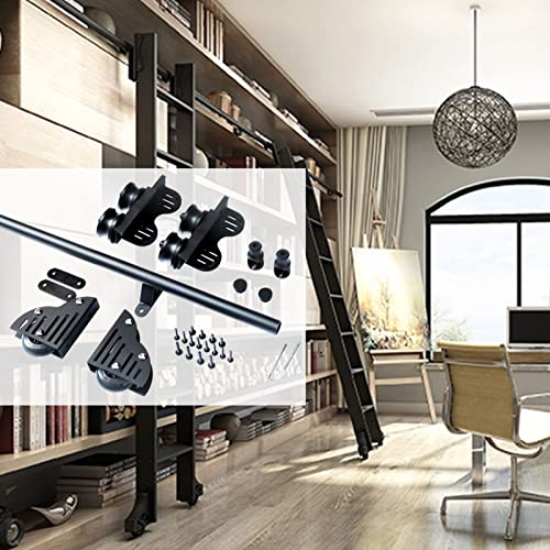 RAUGAJ Stand-Up-Rollleiter-Hardware-Bibliothek, Schiebeleiter-Systemschiene (Keine Leiter, Mit Bodenrollenrädern), Mobile Leiterschiene Mit Rundem Rohr Für Zuhause/Innenraum/Loft/20Ft/600Cm Track Kit von RAUGAJ