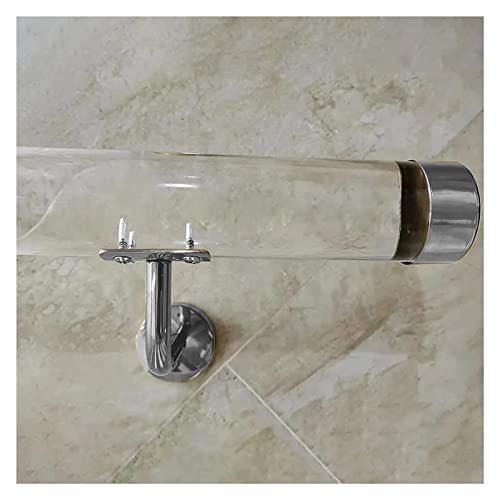 RAUGAJ Treppenhandläufe, Klare Acrylbarrierefreie Nicht-Rutsch-Grabstangen, Für Wohnungen/Keller/Garage, Silber-Fixierungs-Kit/21Ft/640Cm(4 Section) von RAUGAJ