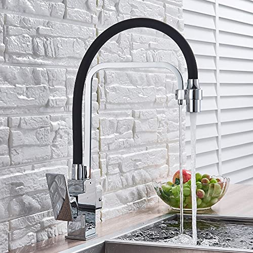 RAUGAJ Wasserhähne, Chrom Wasserfilter Klopfen Küchenarmatur/Chrom Mit Schwarz von RAUGAJ