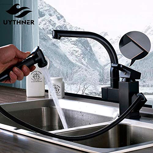 RAUGAJ Wasserhähne, Küchenarmäuren Dual Ausguss Ausziehen Küchenhahn Mit Sprühküche Wasserhähne Heiße Kaltwassermixerdeck Montiert/Schwarze Bronze RAUGAJ Wasserhähne, Küchenarmäuren Dual Ausguss Ausziehen Küchenhahn Mit Sprühküche Wasserhähne Heiße Kaltwassermixerdeck Montiert/Schwarze Bronze von RAUGAJ