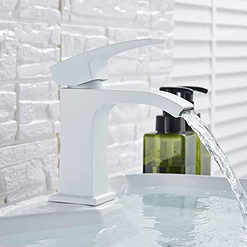 RAUGAJ Wasserhähne, Mattes Wasserfall Badezimmer Gefäß Waschbecken Wasserhahndeck/Weiß RAUGAJ Wasserhähne, Mattes Wasserfall Badezimmer Gefäß Waschbecken Wasserhahndeck/Weiß von RAUGAJ